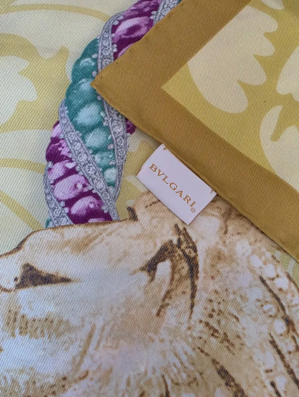 Authentuc Bvlgari Yellow Silk Scarf
